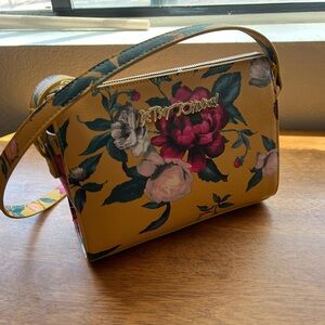 Betsey Johnson Yellow Floral Crossbody Bag Purse
